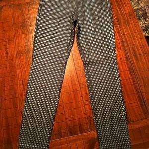 Stylish Metallic Blue Houndstooth Woman’s Pants